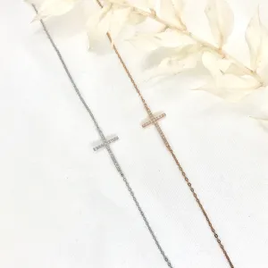 10k Gold Diamond Cross Bracelet