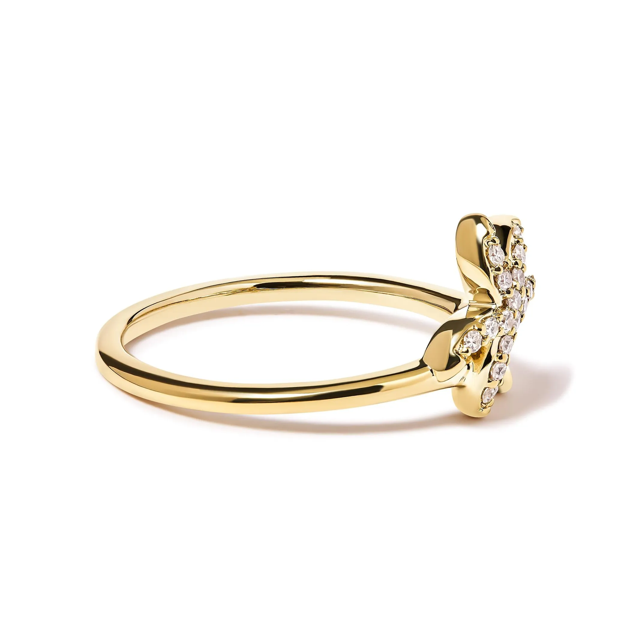 10K Yellow Gold 1/10 Cttw Diamond  Palm Tree Statement Ring (H-I Color, I1-I2 Clarity)