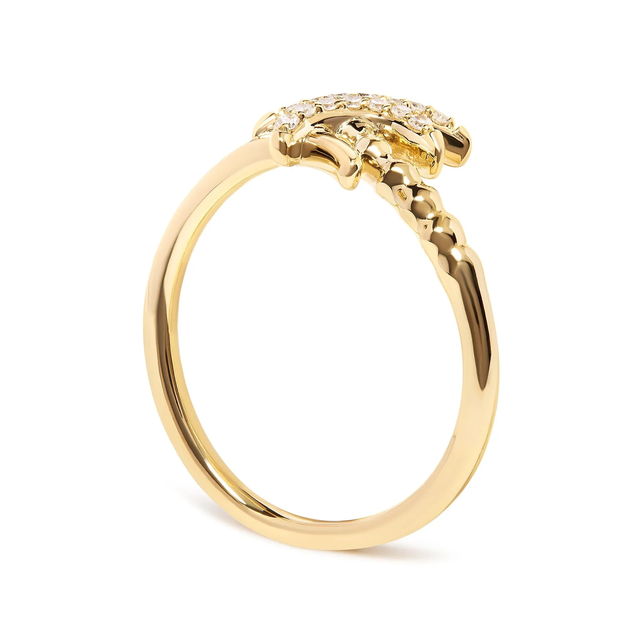 10K Yellow Gold 1/10 Cttw Diamond  Palm Tree Statement Ring (H-I Color, I1-I2 Clarity)