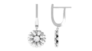 1/4 CT Bezel Set Diamond Sunflower Hoop Earrings for Women