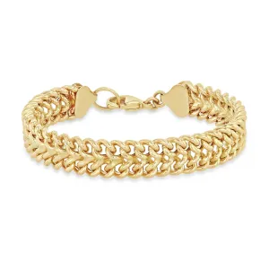 14k Gold Double Wide Curb Chain Bracelet