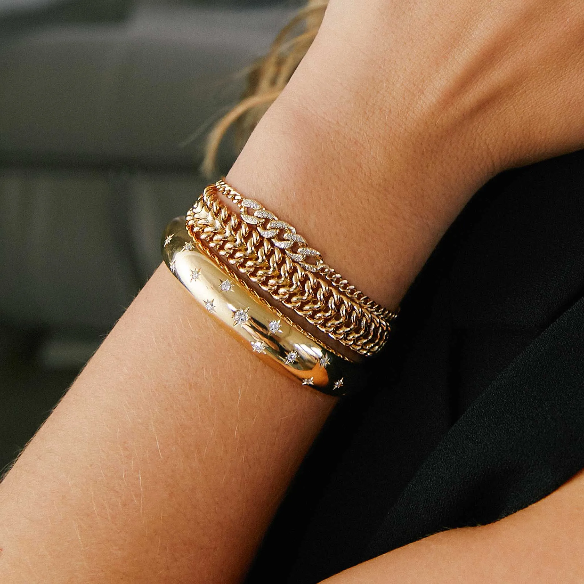 14k Gold Double Wide Curb Chain Bracelet