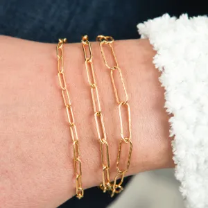 14k Gold Filled Paper Clip Bracelet Set