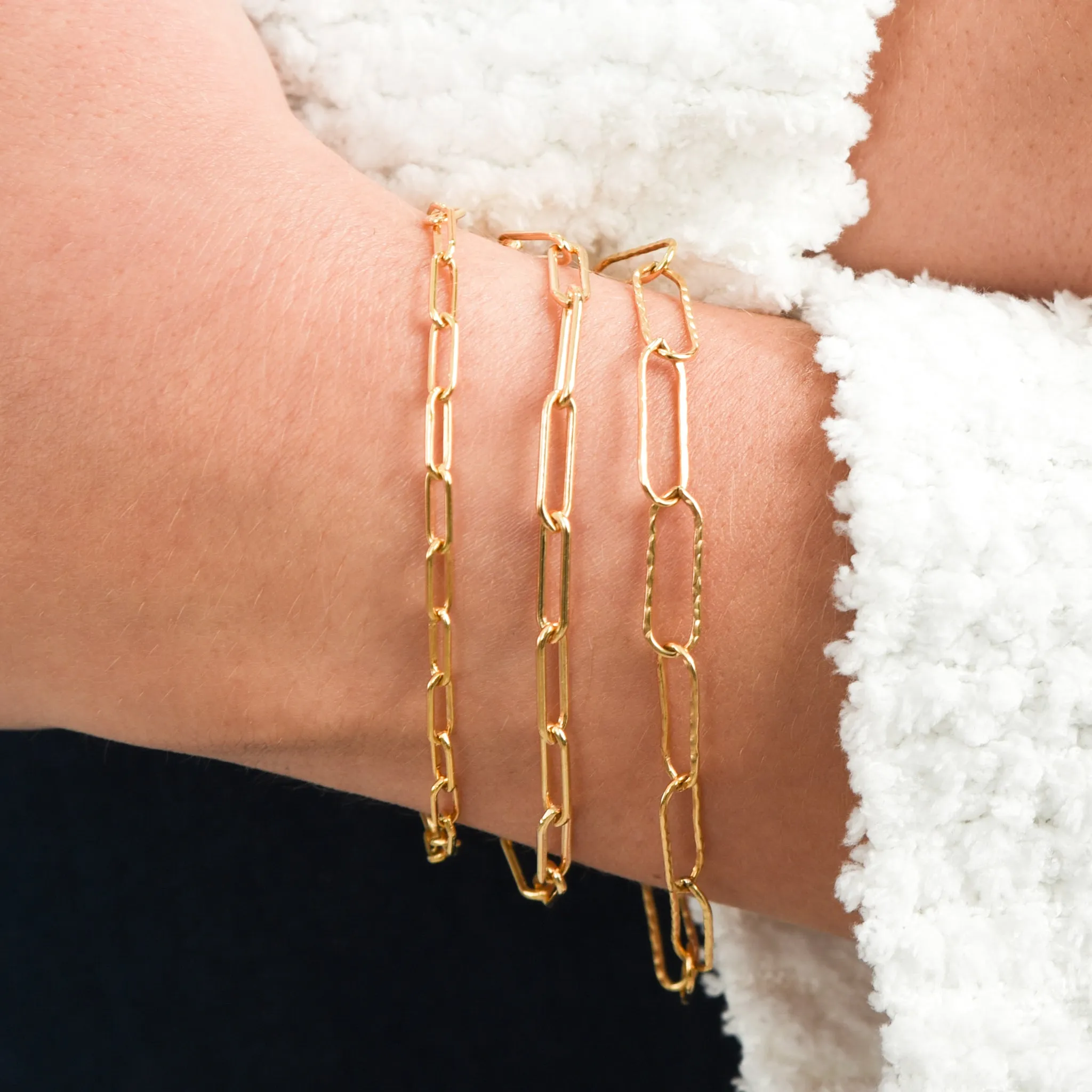 14k Gold Filled Paper Clip Bracelet Set