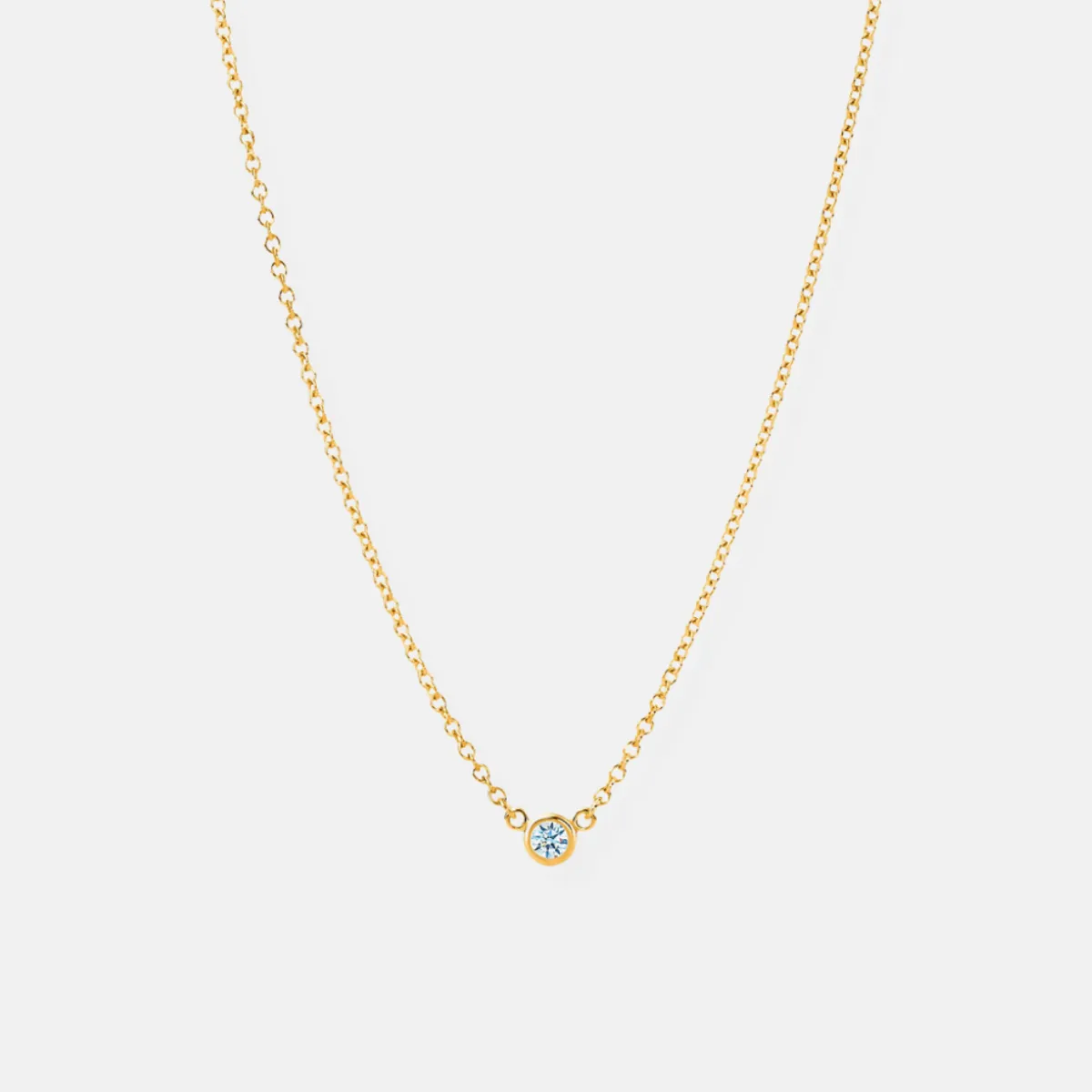 14K Gold Modern Diamond Solitaire Necklace