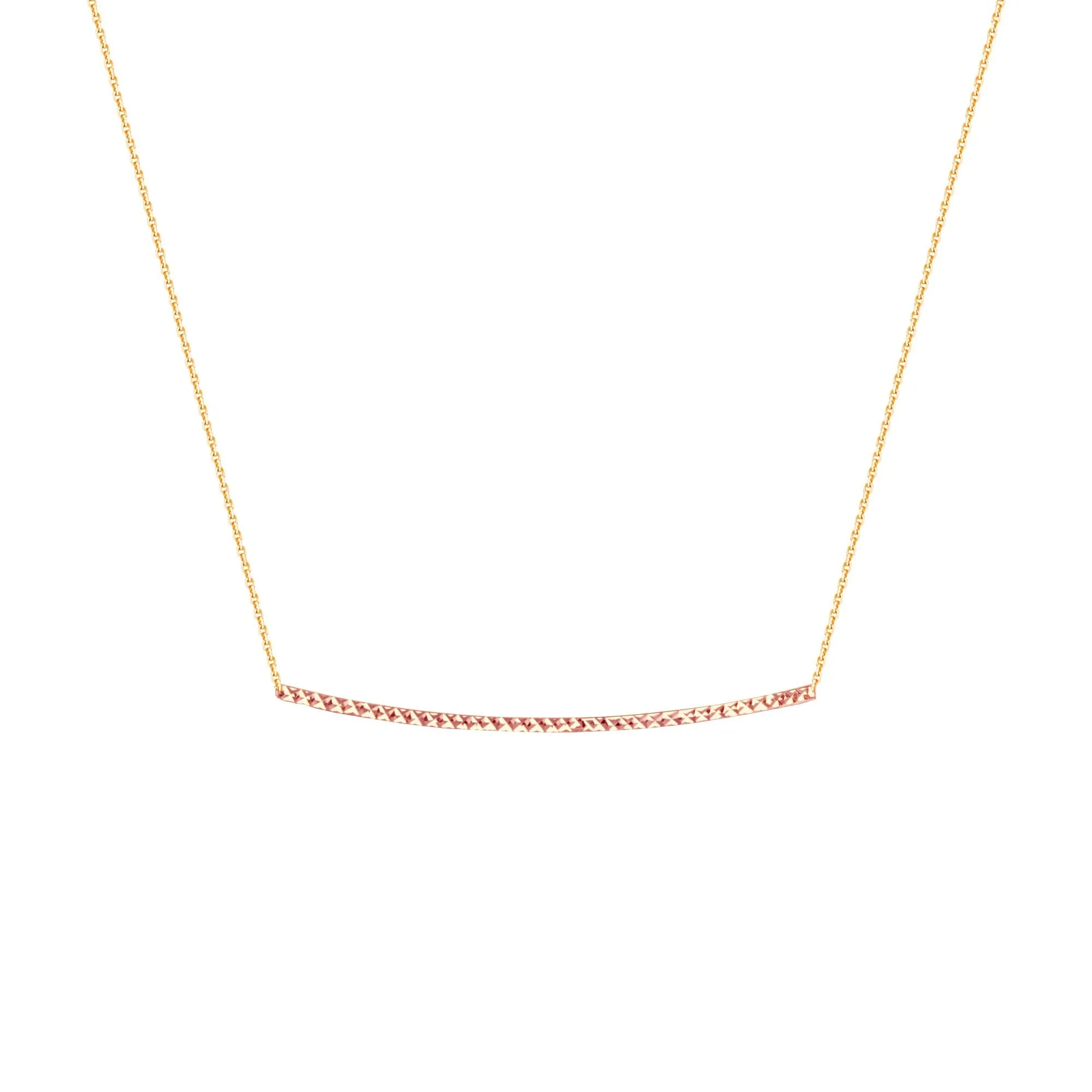 14K Rose Gold Diamond Cut Bar Necklace