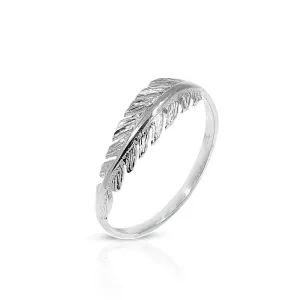 14K White Gold Feather Ring