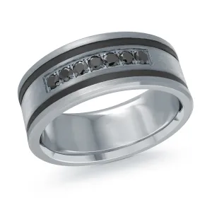 14K White Gold with Carbon Fiber Ring from the Tantalum Collection by Malo - MRDTN-040-9WBD