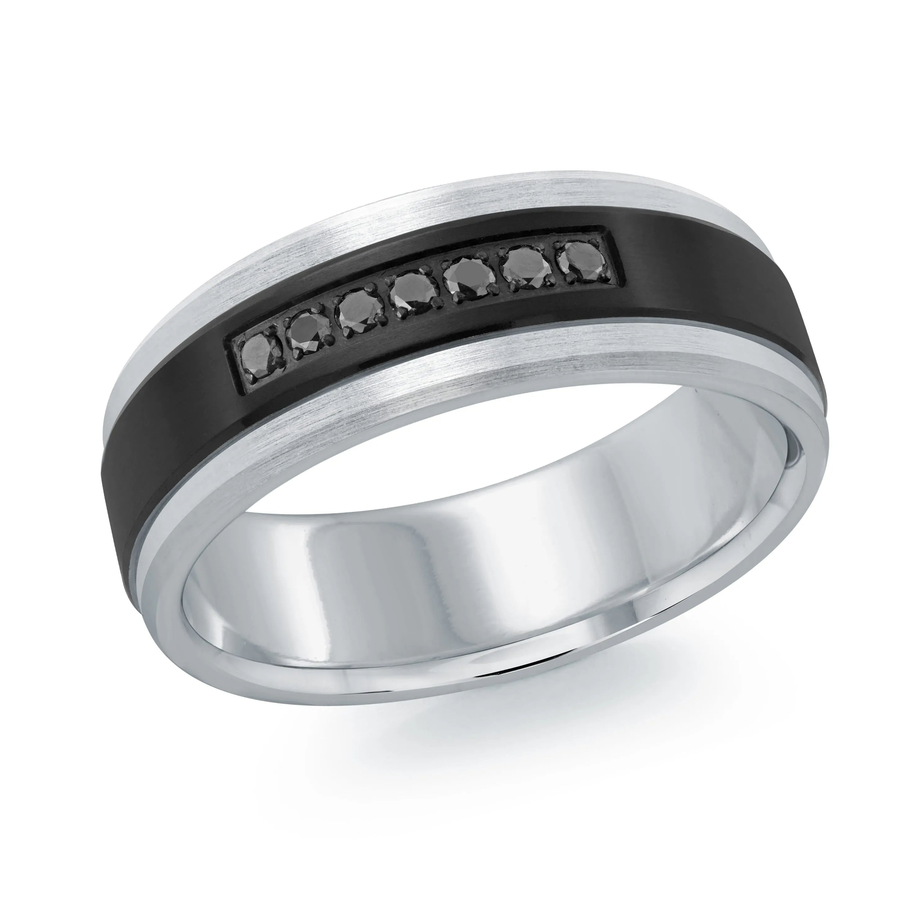 14K White Gold with Carbon Fiber Ring from the Titanium Collection by Malo - MRDTI-022-7WBD