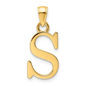 14K Yellow Gold Block Design Large Initial Letter S Charm Pendant