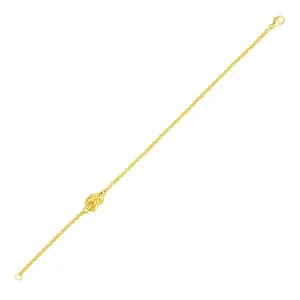 14k Yellow Gold Chain Bracelet with Polished Knot