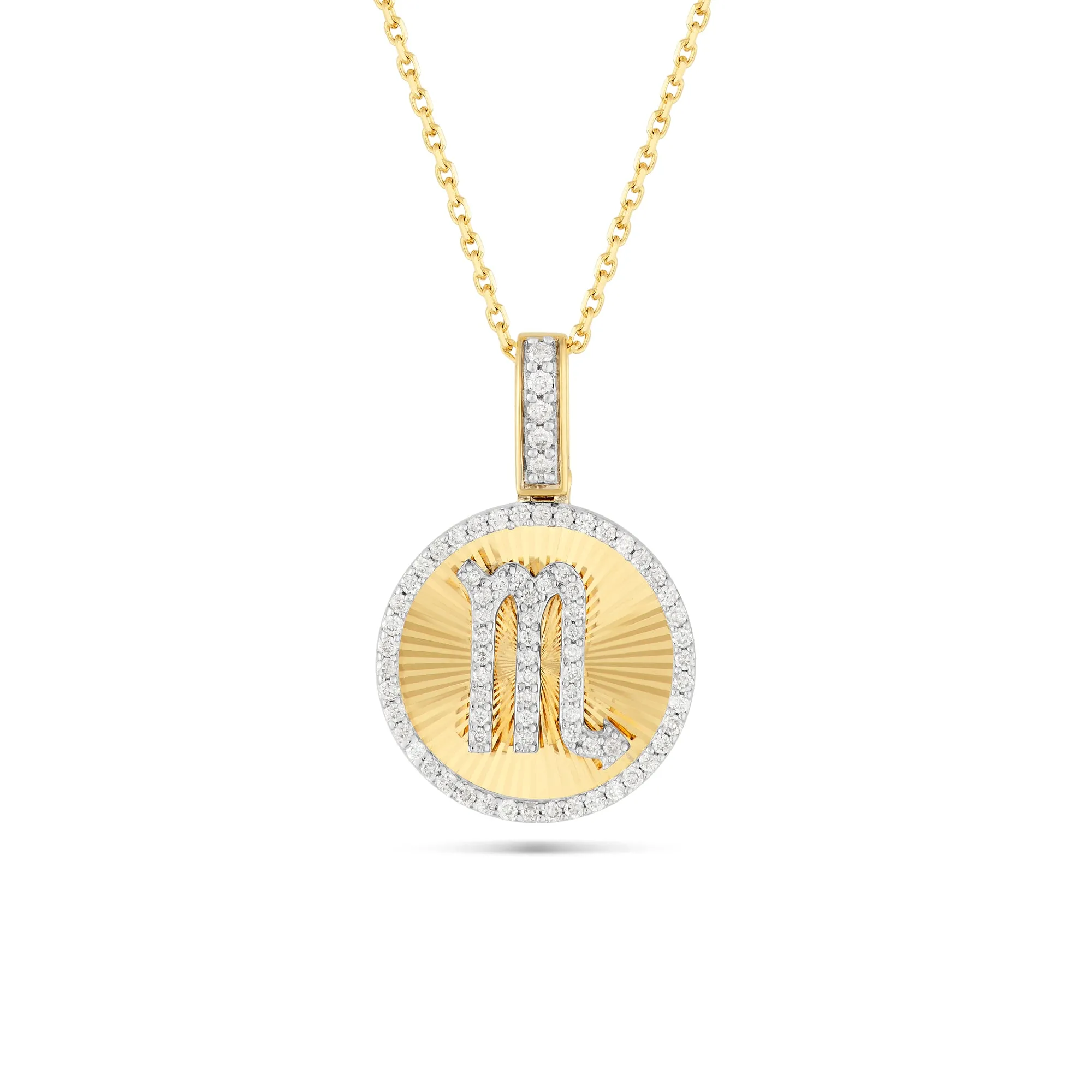 14k Yellow Gold Diamond Zodiac Sign Pendant