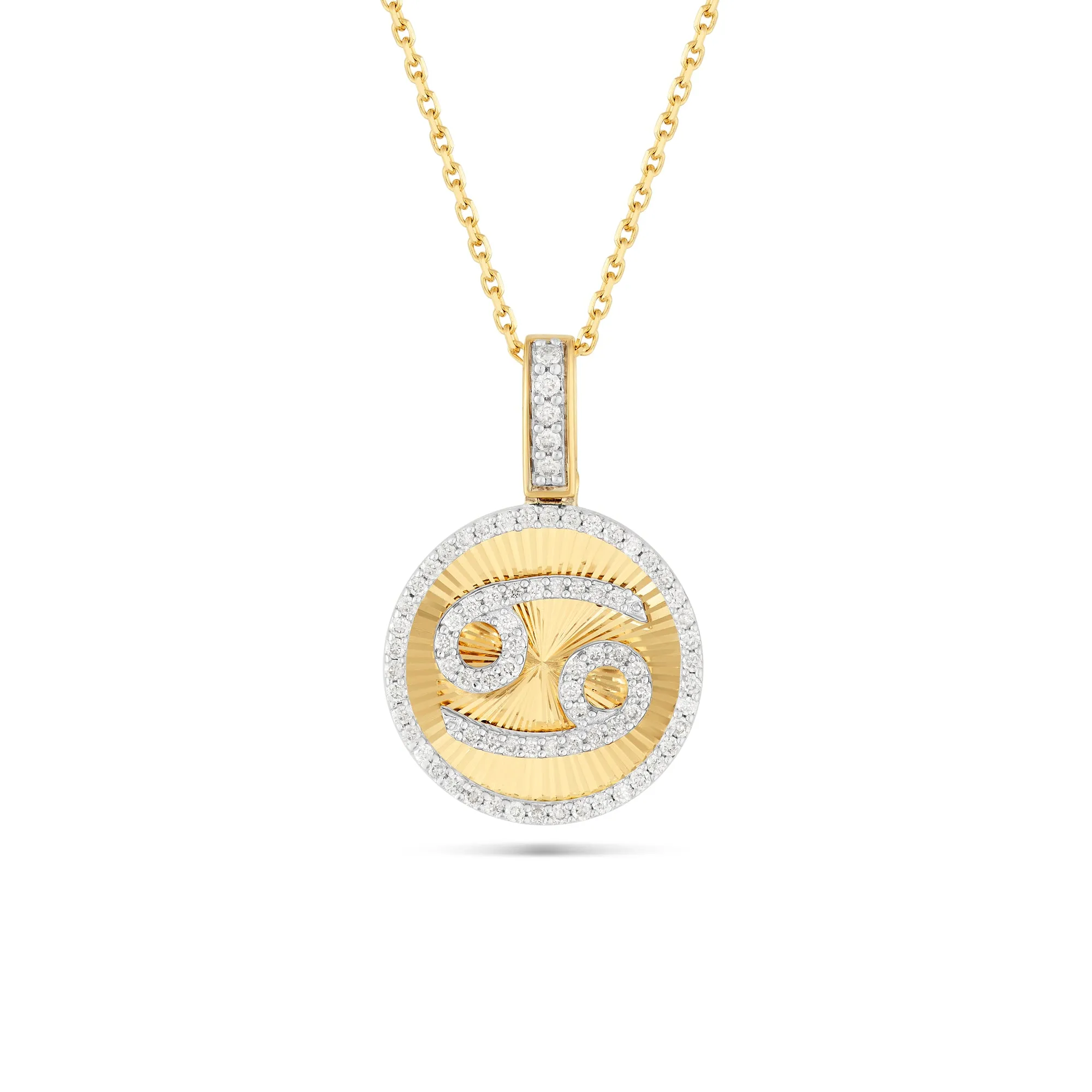 14k Yellow Gold Diamond Zodiac Sign Pendant