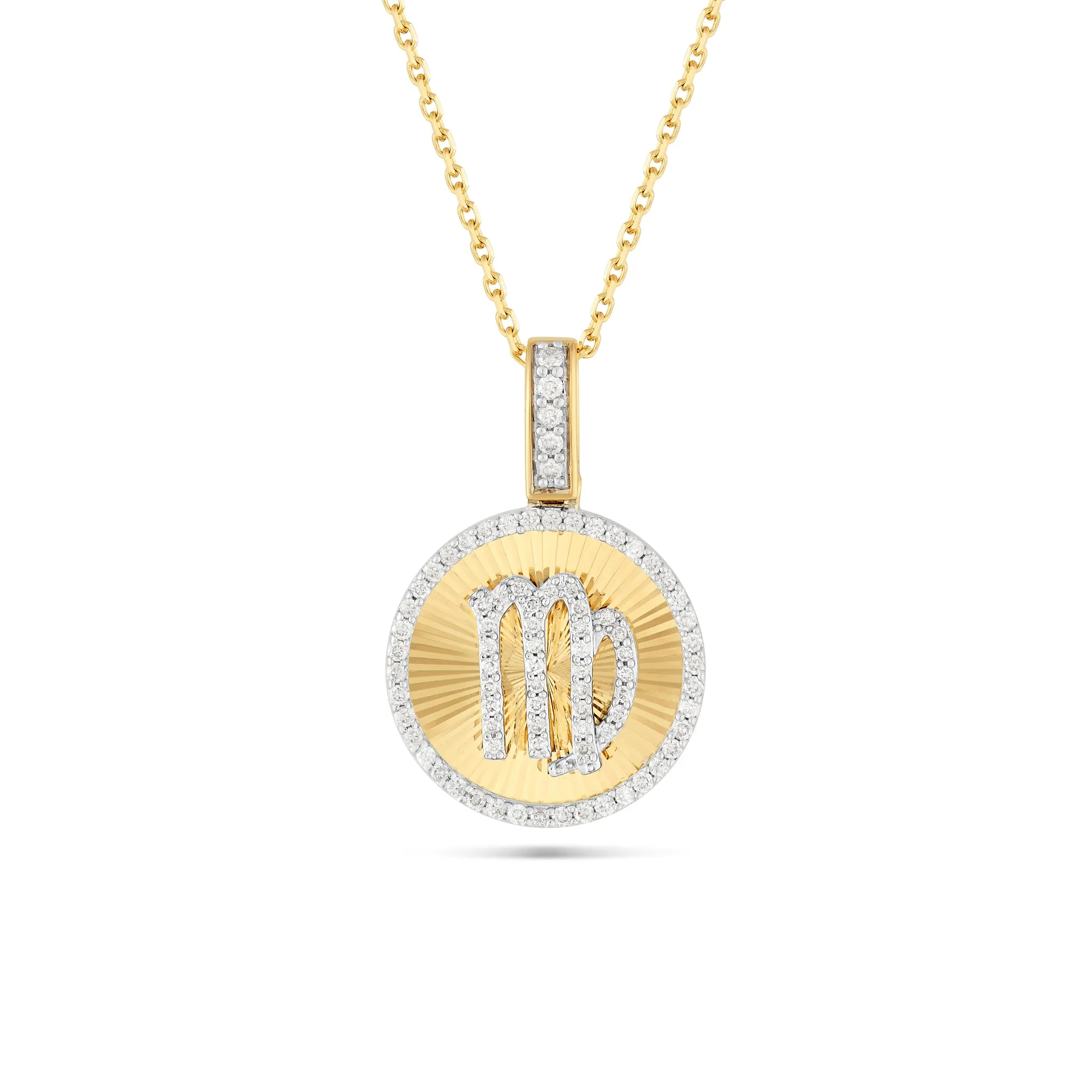 14k Yellow Gold Diamond Zodiac Sign Pendant