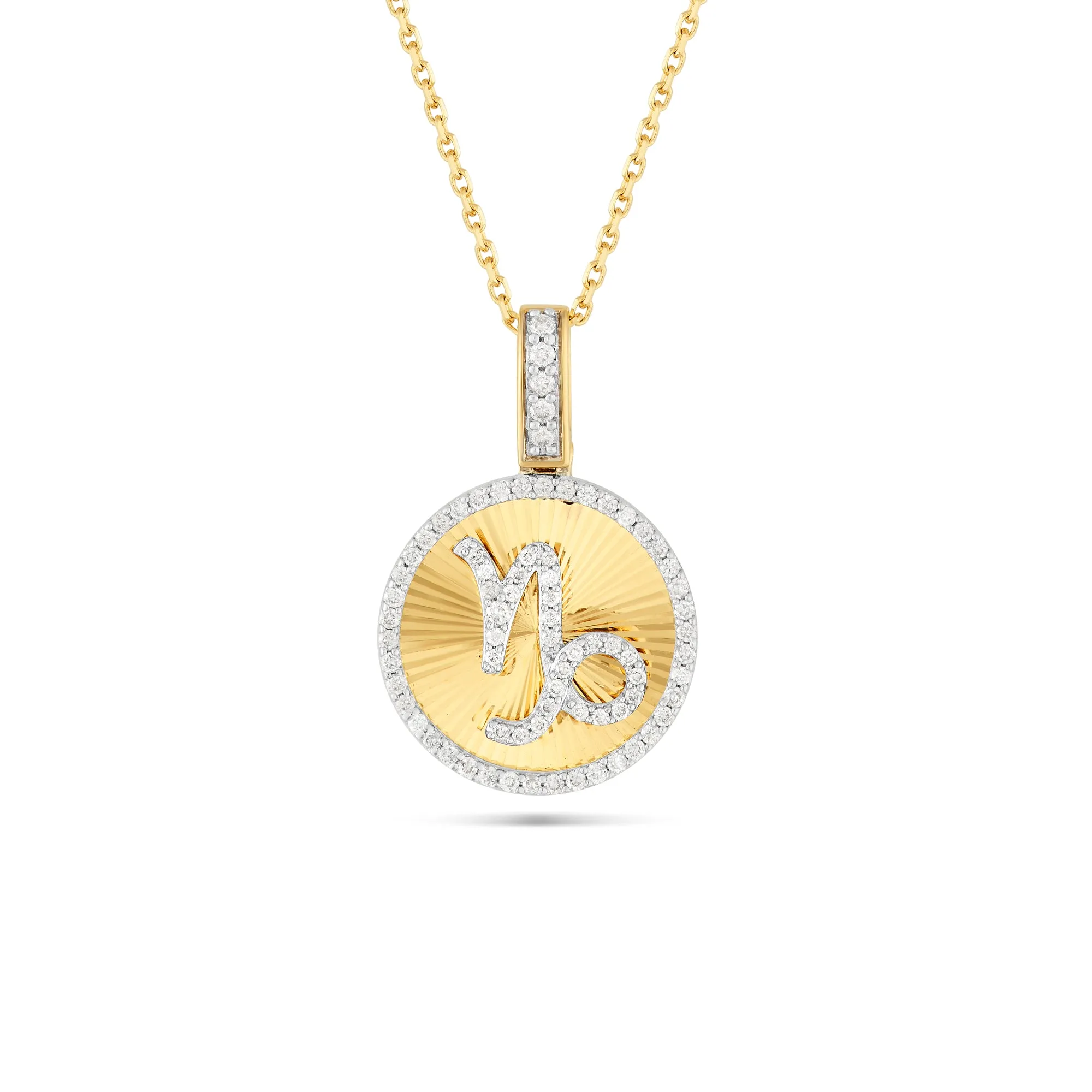 14k Yellow Gold Diamond Zodiac Sign Pendant