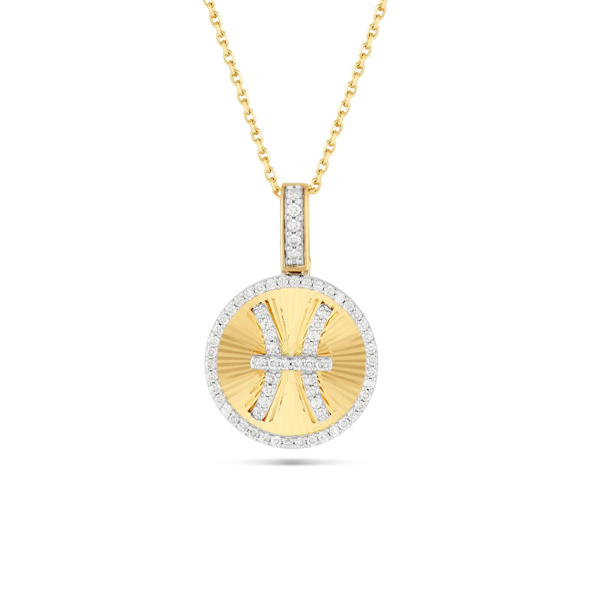 14k Yellow Gold Diamond Zodiac Sign Pendant