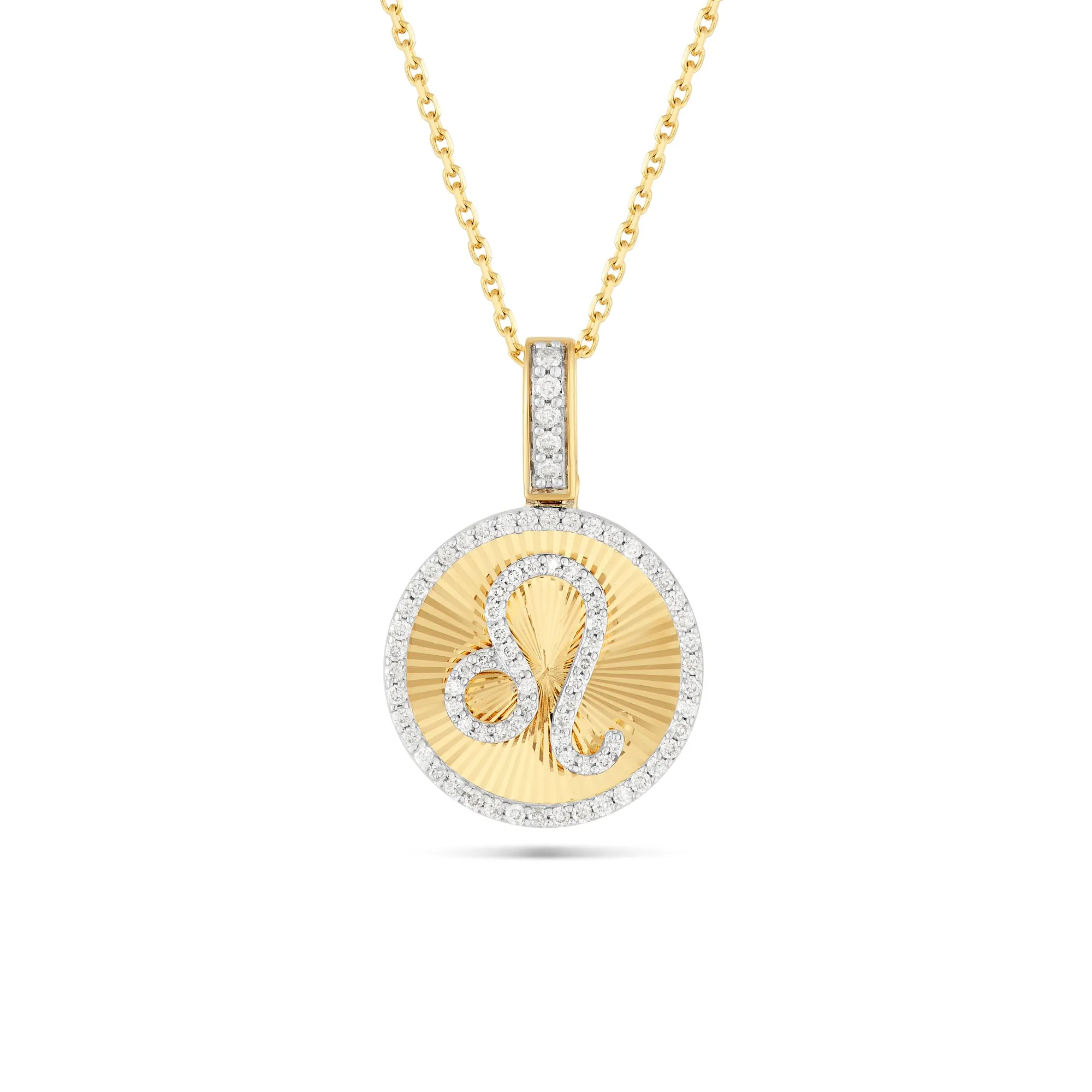 14k Yellow Gold Diamond Zodiac Sign Pendant