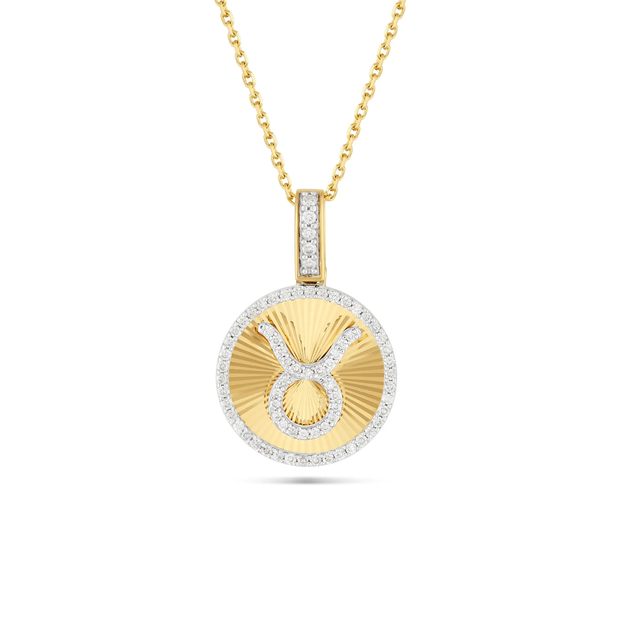 14k Yellow Gold Diamond Zodiac Sign Pendant