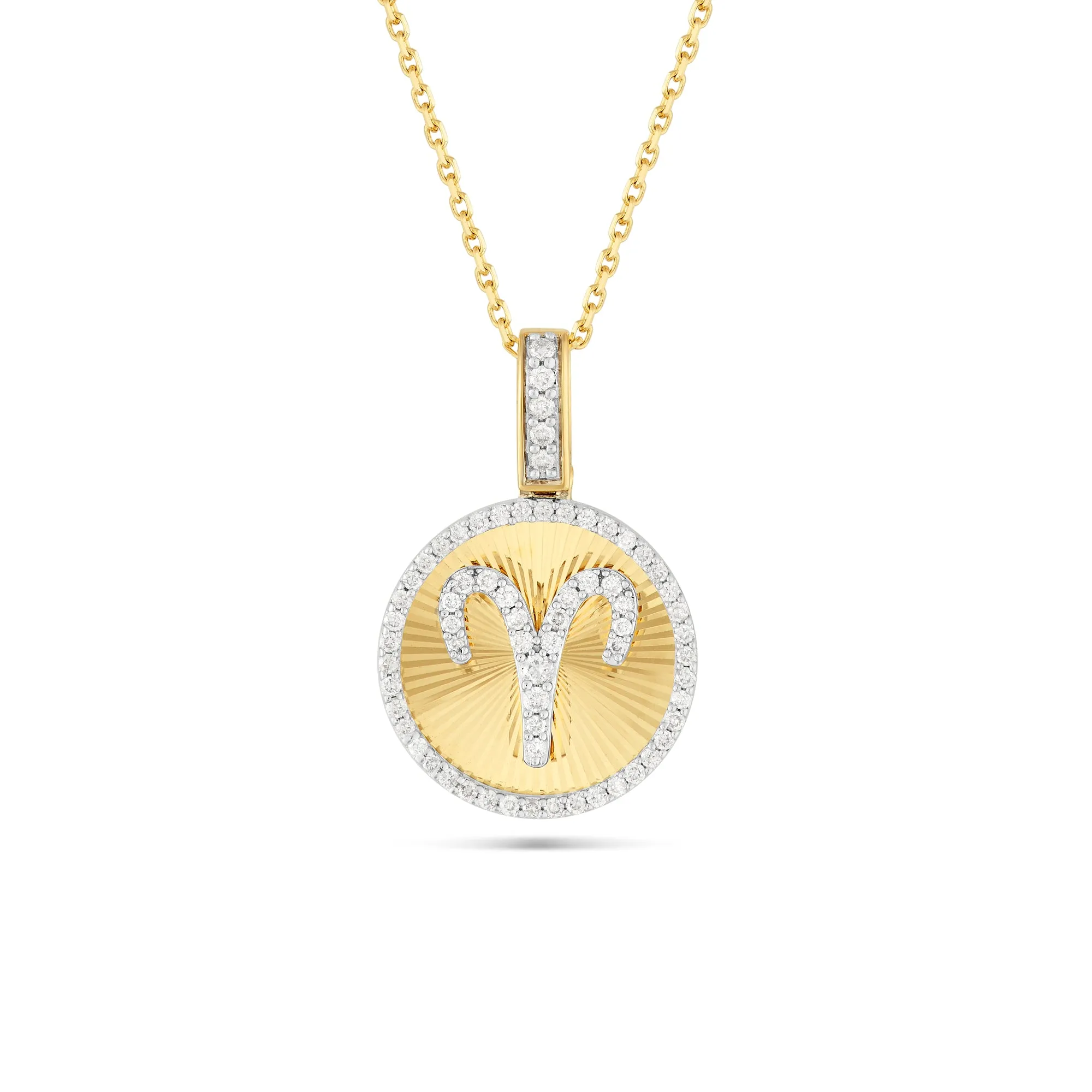 14k Yellow Gold Diamond Zodiac Sign Pendant