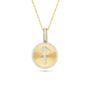 14k Yellow Gold Diamond Zodiac Sign Pendant