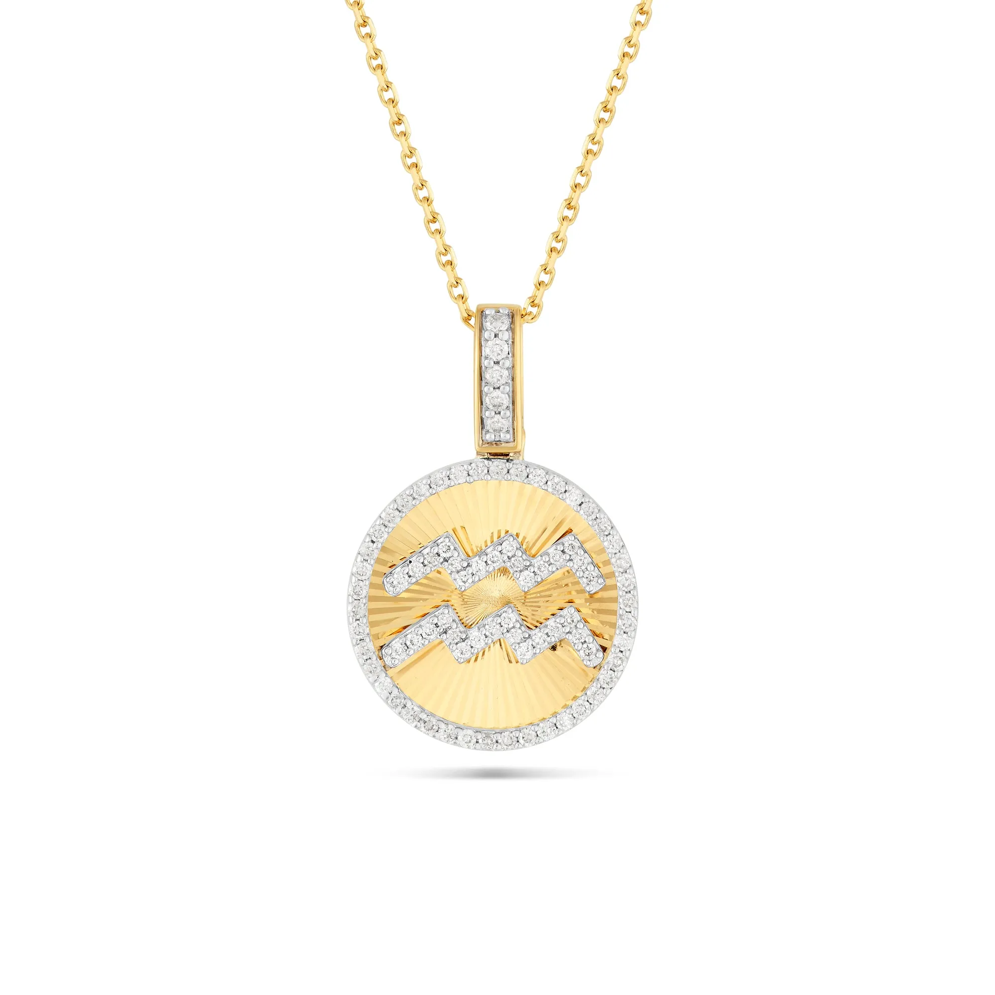 14k Yellow Gold Diamond Zodiac Sign Pendant