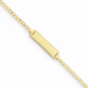 14K Yellow Gold Engraveable Curb Link Baby Child Id Bracelet