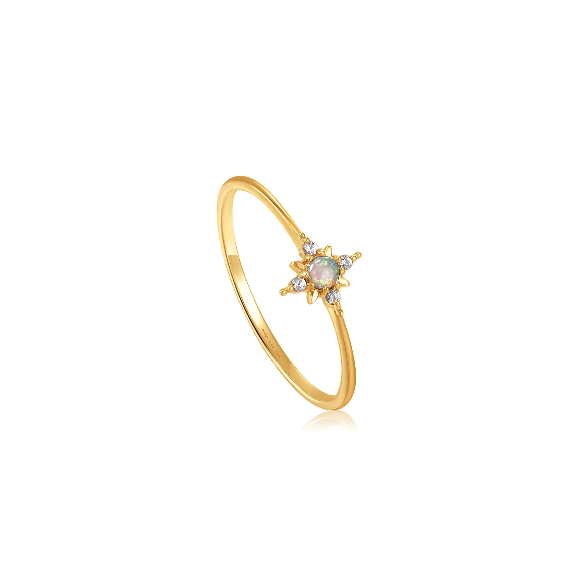 14kt Gold Opal and White Sapphire Star Ring