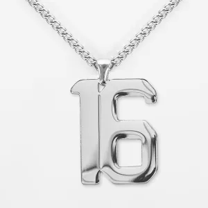 16 Number Pendant with Chain Kids Necklace - Stainless Steel