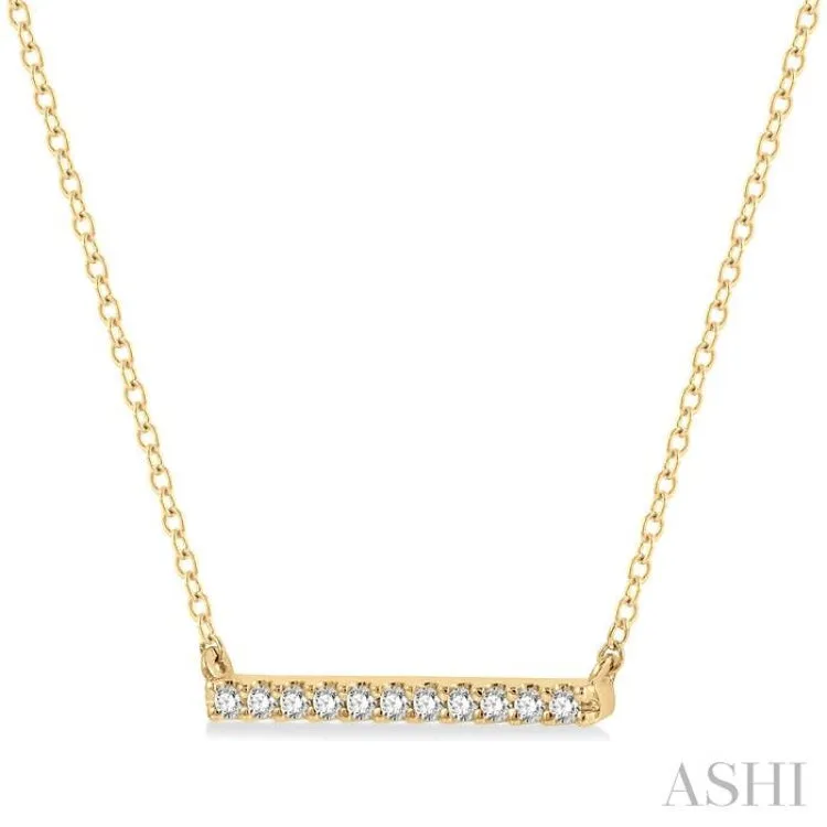 1/8 ctw Bar Round Cut Diamond Necklace in 10K Yellow Gold