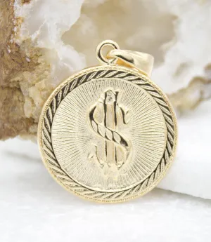 18k Gold Filled Unique Money Dollar Coin Medallion Medal Pendant (A128)