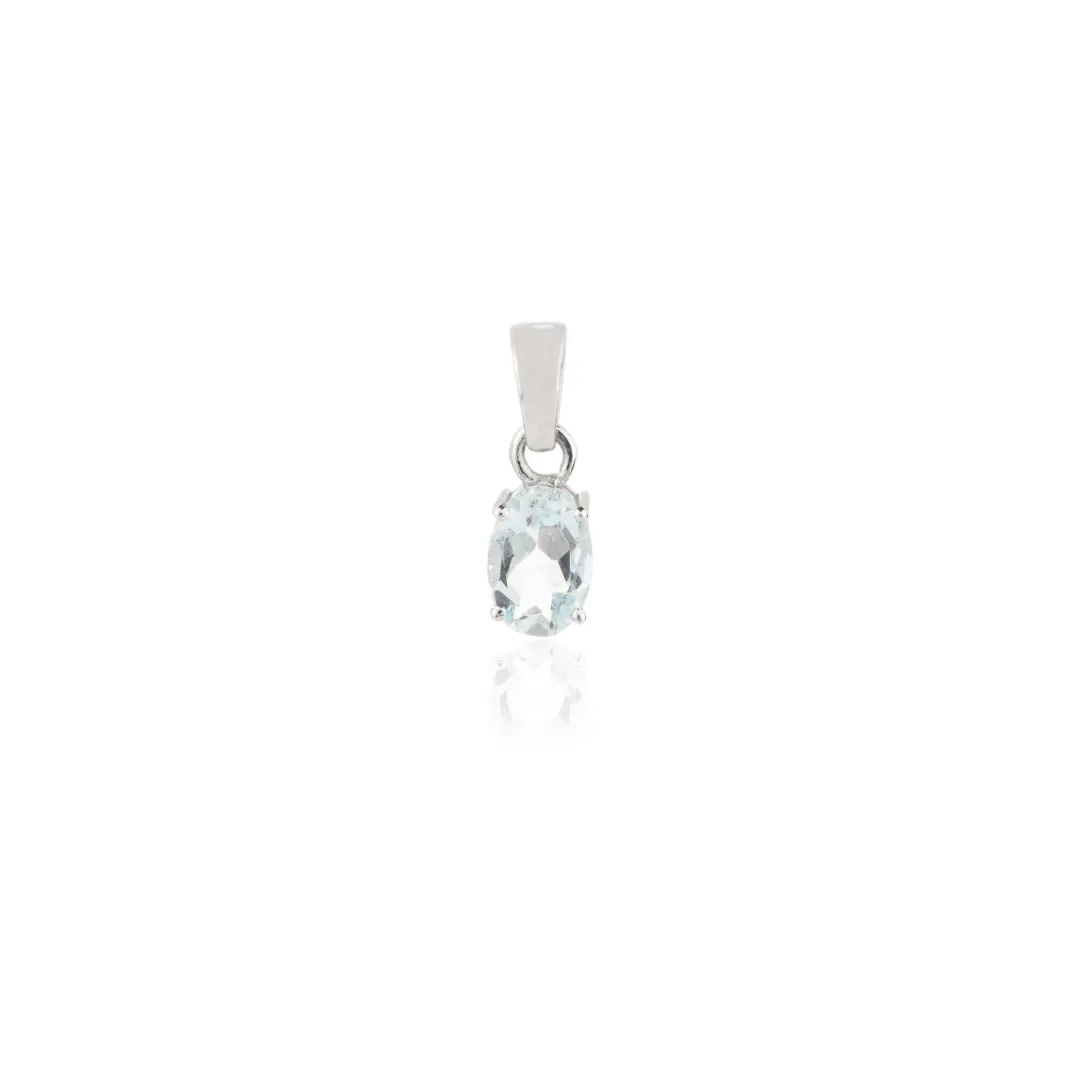 18K White Gold Aquamarine Pendant