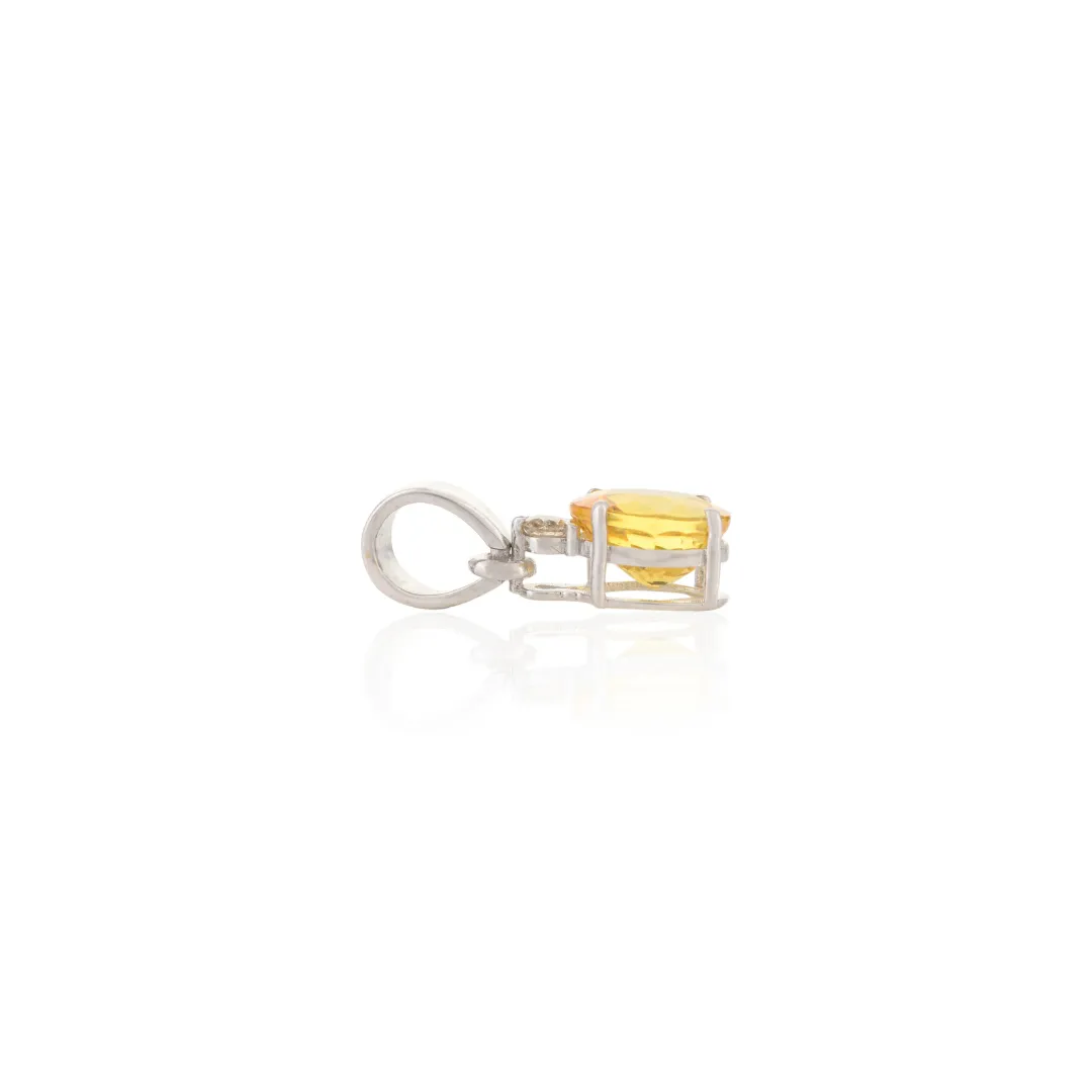 18K White Gold Yellow Sapphire Pendant