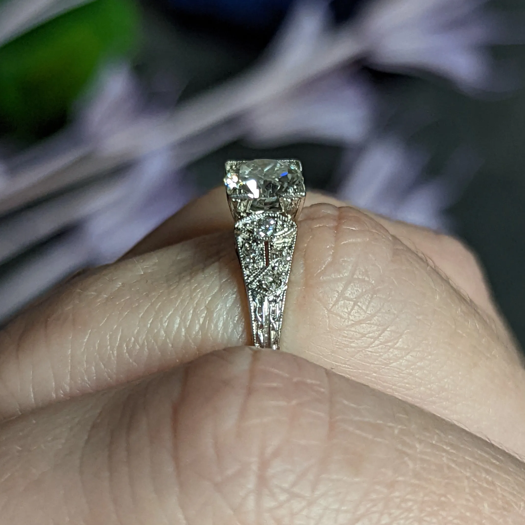 1950's Mid-Century 1.00 CTW Diamond Platinum Square Form Engagement Ring