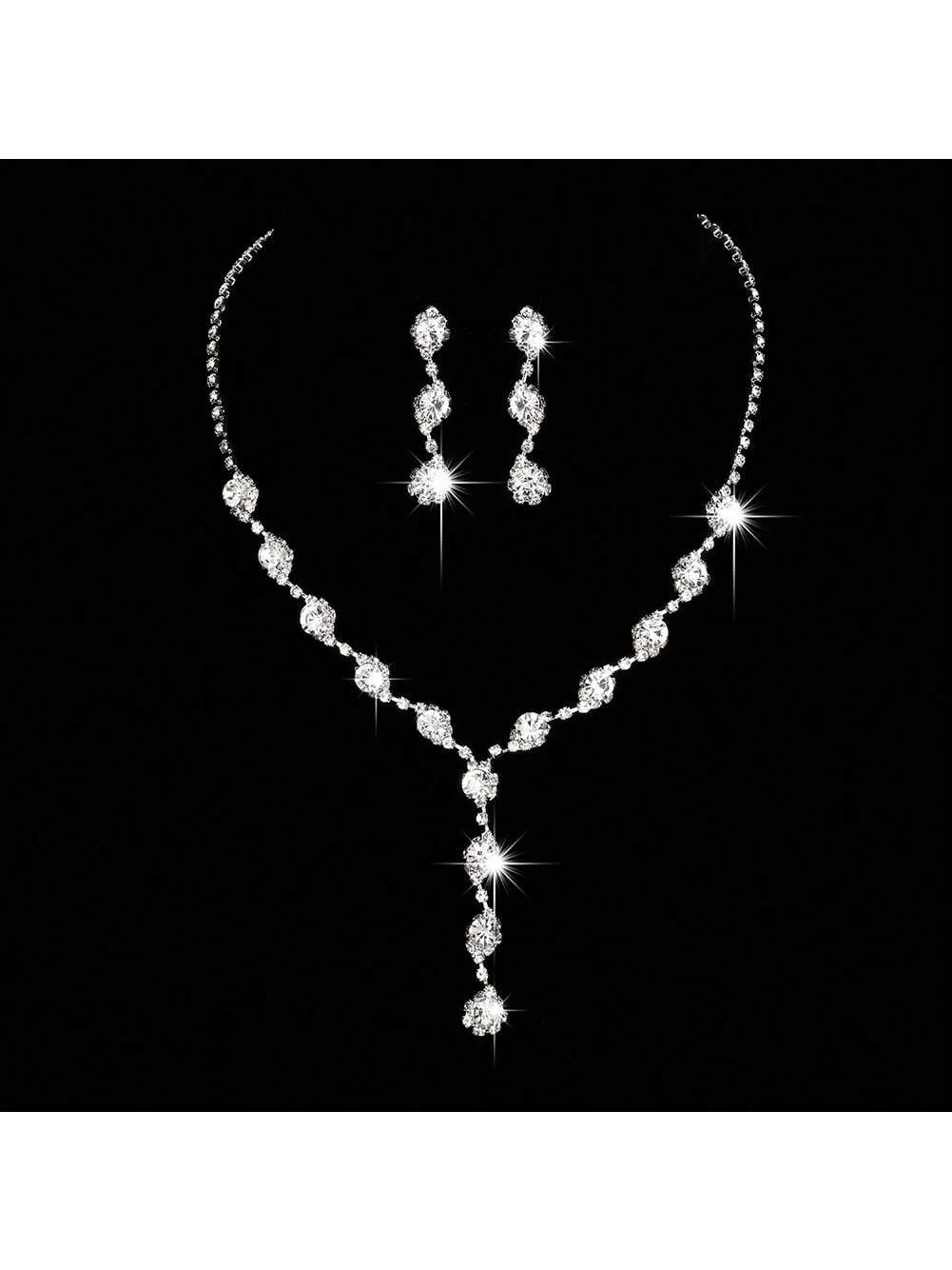 1pc Earrings, 1pc Bracelet, 1pc Necklace, Fashionable Rhinestone Pearl Bride Jewelry Set For Women, Suitable For Date Night And Parties, Gift