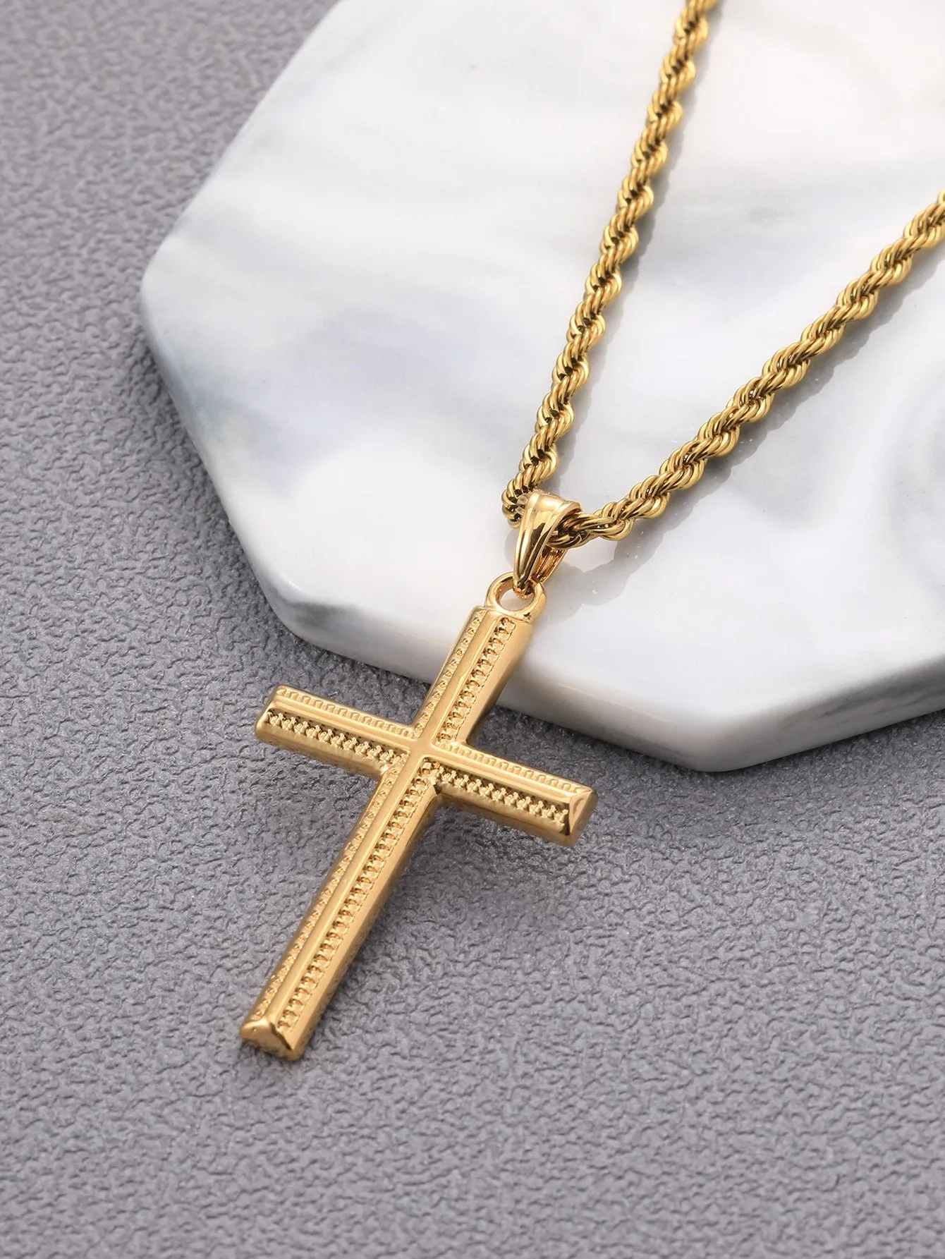 1pc Men Cross Charm Necklace, Stainless Steel Jewelry for Men Jewelry for Men