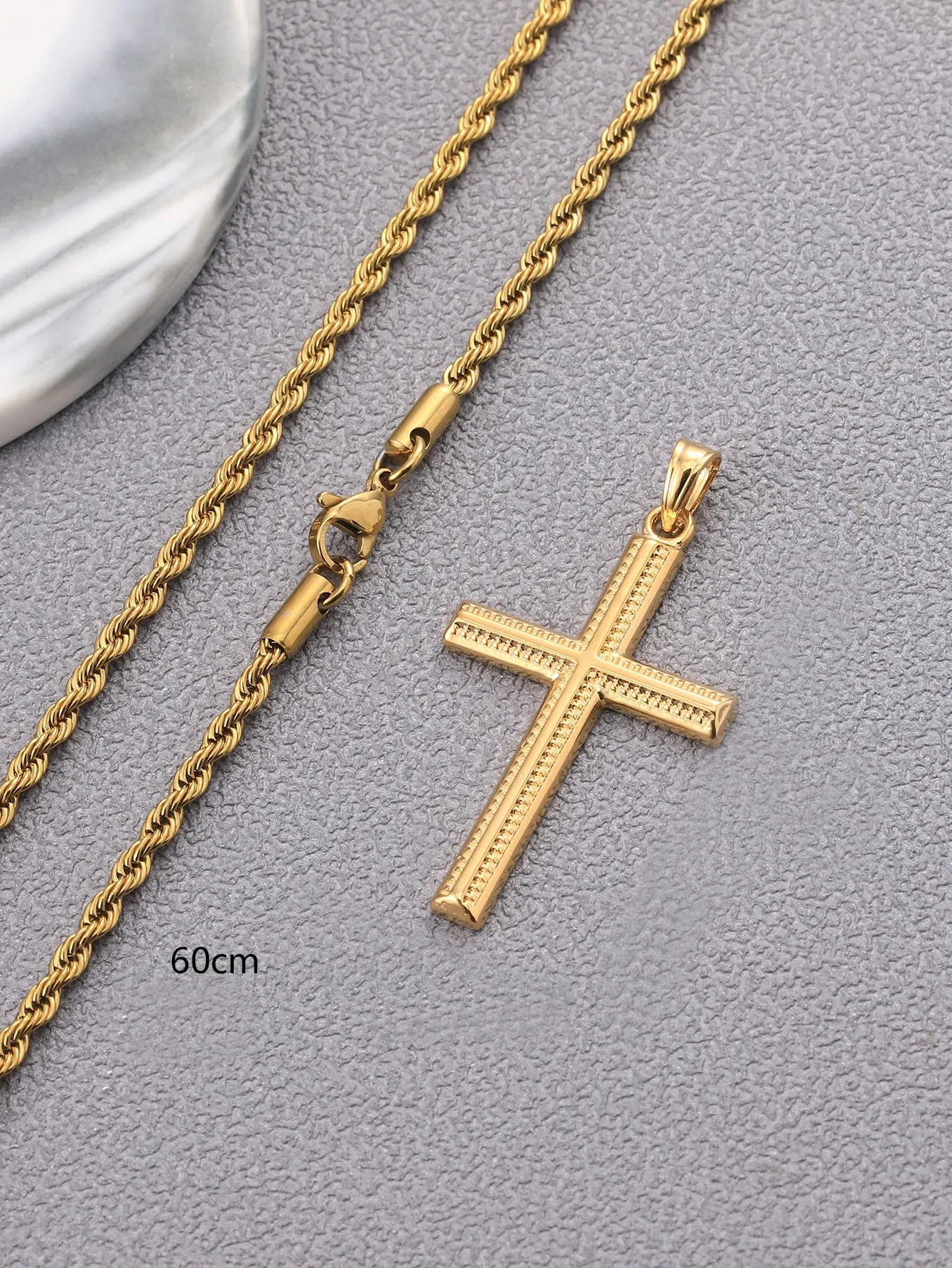 1pc Men Cross Charm Necklace, Stainless Steel Jewelry for Men Jewelry for Men