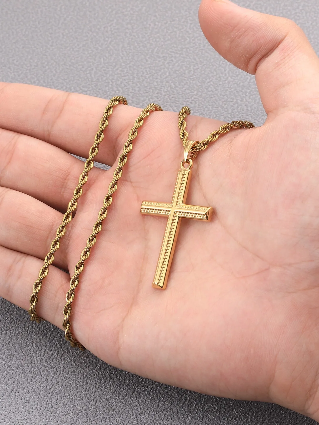 1pc Men Cross Charm Necklace, Stainless Steel Jewelry for Men Jewelry for Men