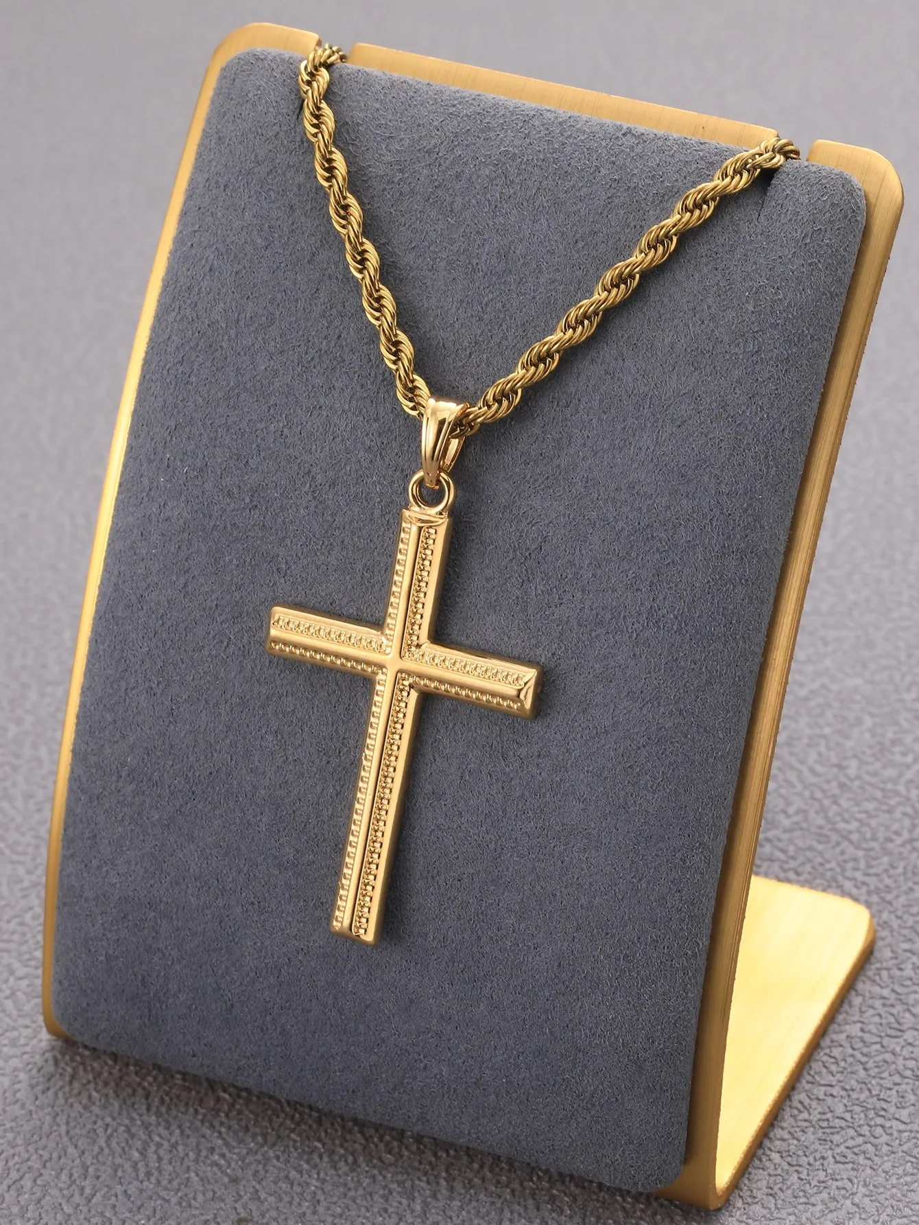 1pc Men Cross Charm Necklace, Stainless Steel Jewelry for Men Jewelry for Men