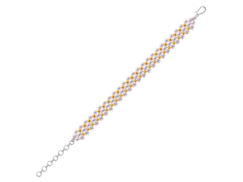 22k Delicate Pearl & Gold Tushi Bracelet