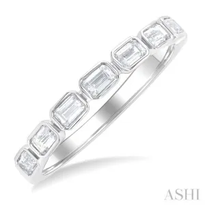 3/4 Ctw East-West Emerald Cut Bezel Diamond Fashion Band in 14K White Gold