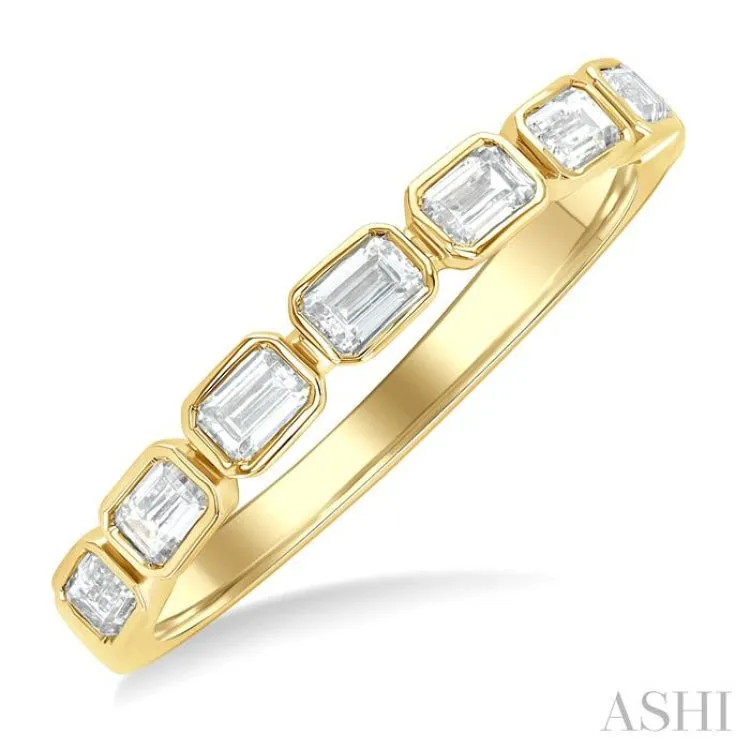 3/4 Ctw East-West Emerald Cut Bezel Diamond Fashion Band in 14K Yellow Gold