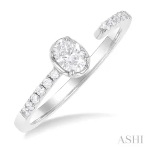 3/8 ctw Oval and Round Cut Diamond Fashion Open Ring in 14K White Gold