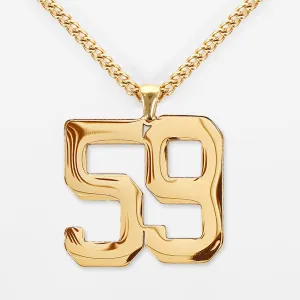 59 Number Pendant with Chain Kids Necklace - Gold Plated Stainless Steel