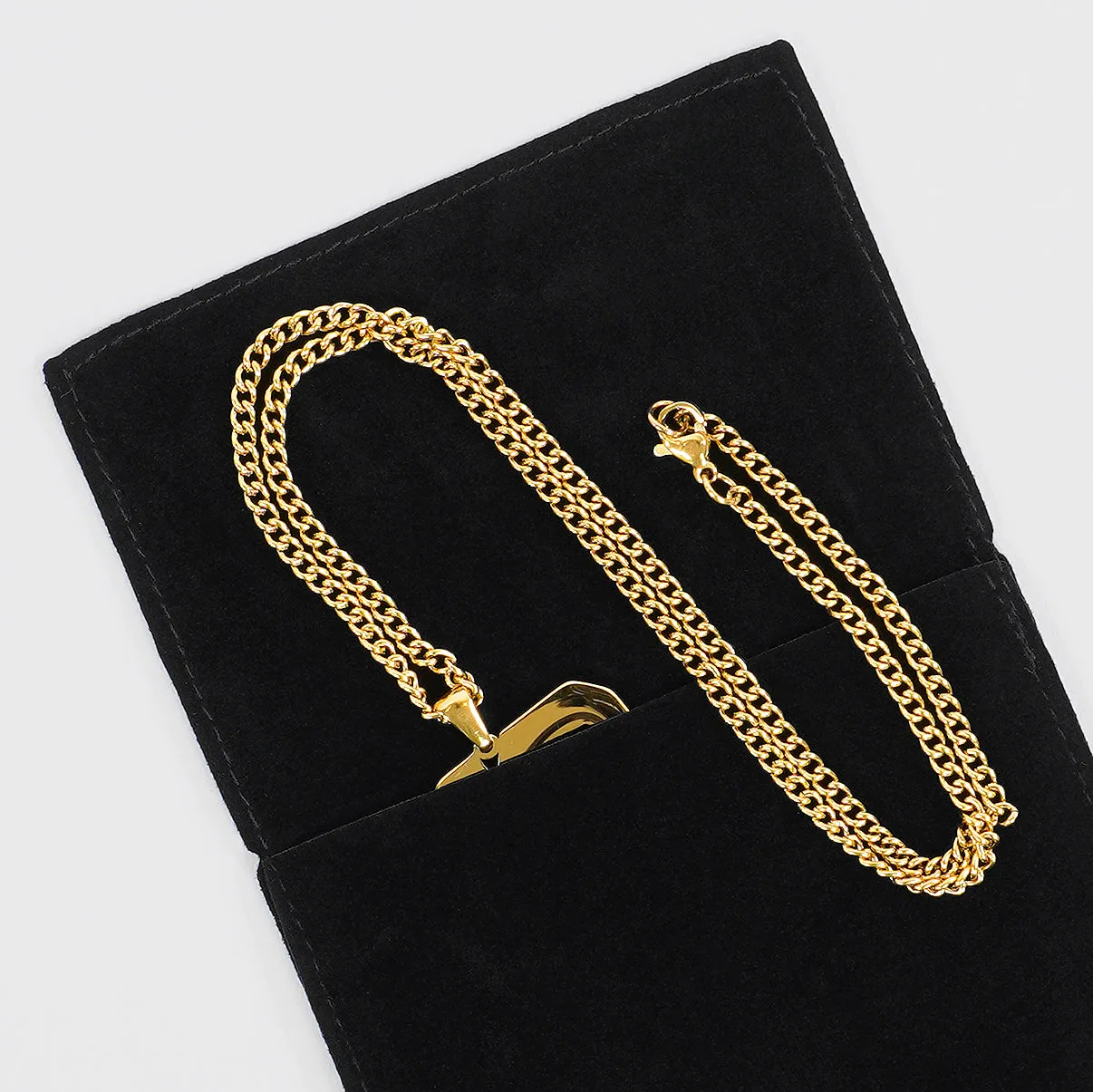 68 Number Pendant with Chain Necklace - Gold Plated Stainless Steel