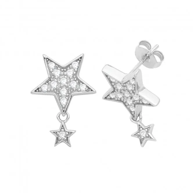 Acotis Silver Earrings Rhodium Star G51288