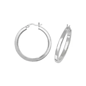 Acotis Silver Hoop Earrings Plain G5729