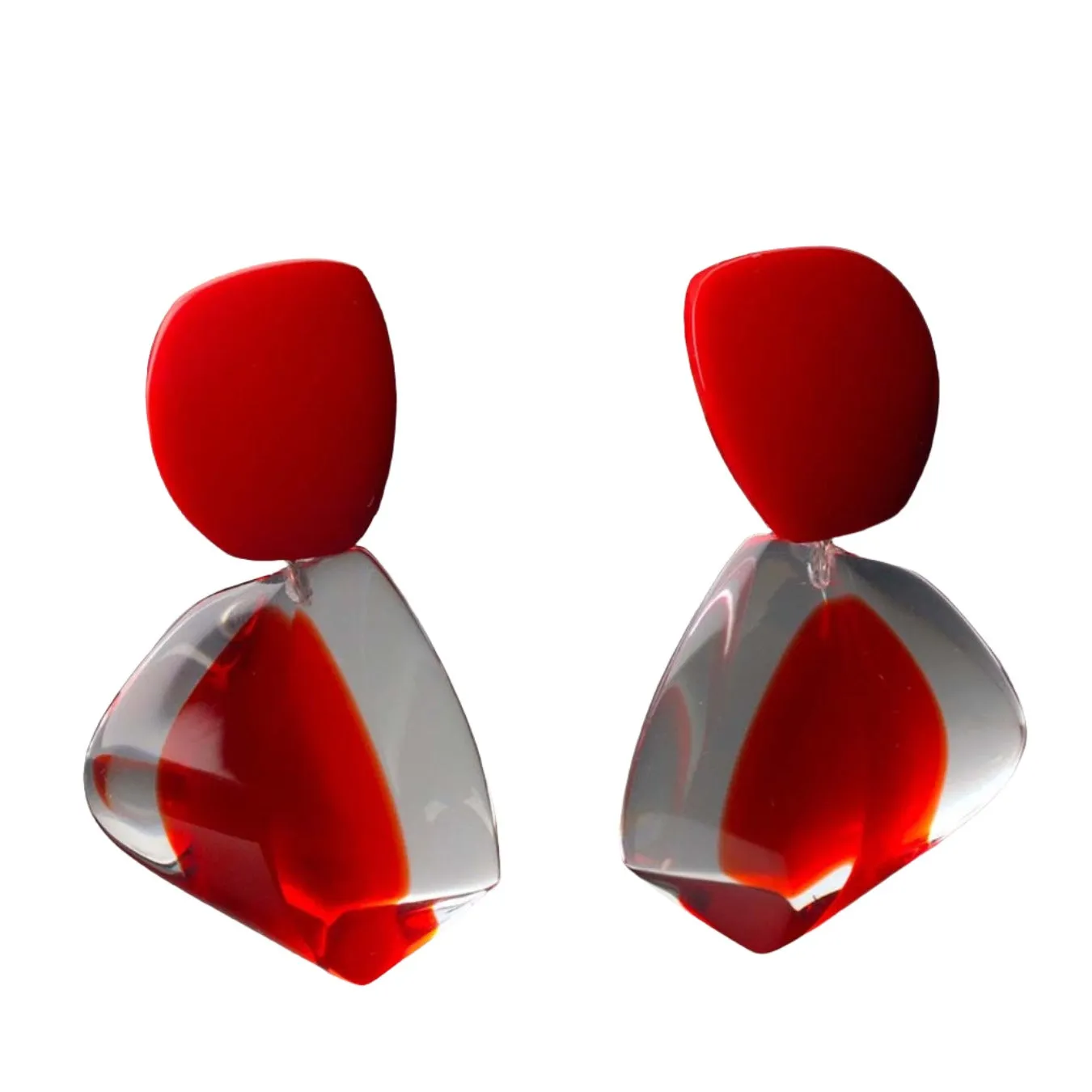 Acrylic Fluorescent Red Earrings