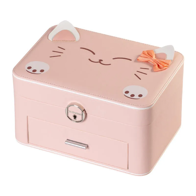 Adorable Cat Jewelry Box with Drawer - Cute and Functional Organizer for Kids and Cat Lovers