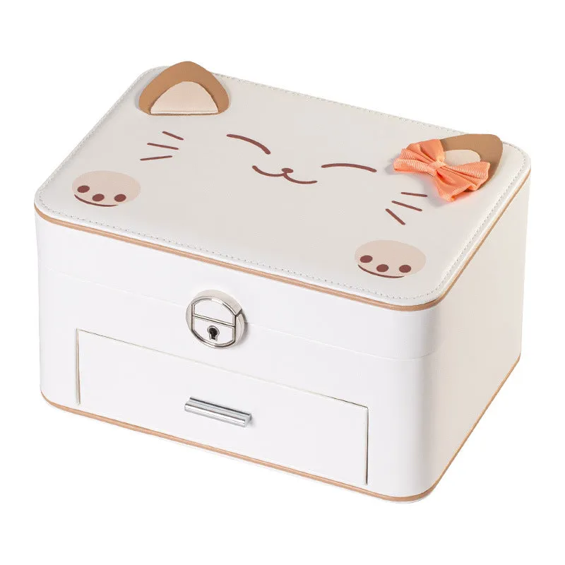 Adorable Cat Jewelry Box with Drawer - Cute and Functional Organizer for Kids and Cat Lovers