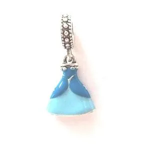 Alloy Blue Enamel Fairytale Princess Dress Drop Charm